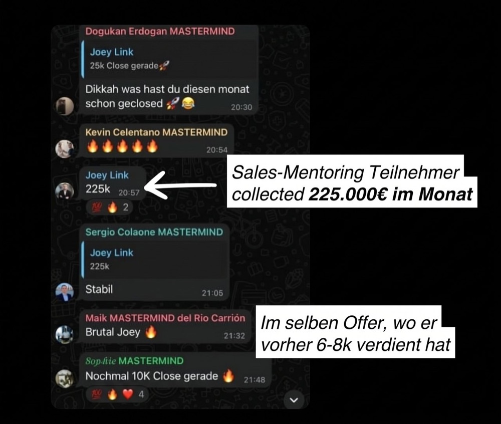 Gruppenchat: Joey Link meldet 225k